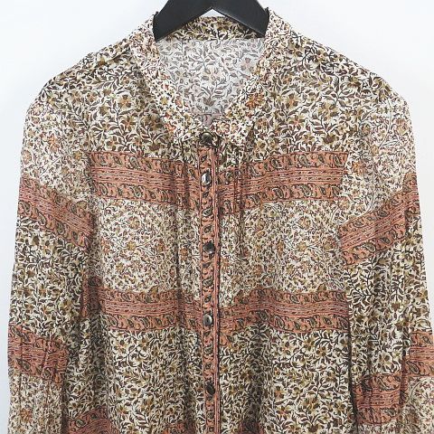 レリアン Leilian 長袖 ブラウス チュニック 13+ ピンク系 花柄