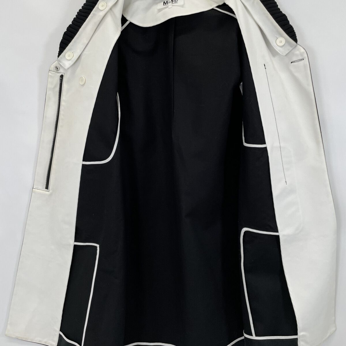 MM6 エムエムシックス S32AA0082 ﾌﾞﾗｯｸ ﾘﾌﾞｶﾗｰﾛﾝｸﾞｺｰﾄ 38 - メルカリ 