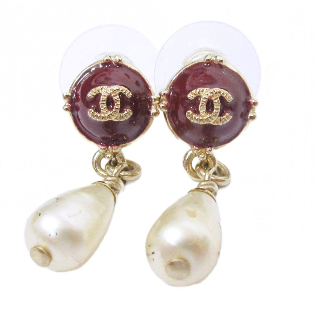 シャネル CHANEL 17A ピアス ココマーク ロゴ カラーストーン パール