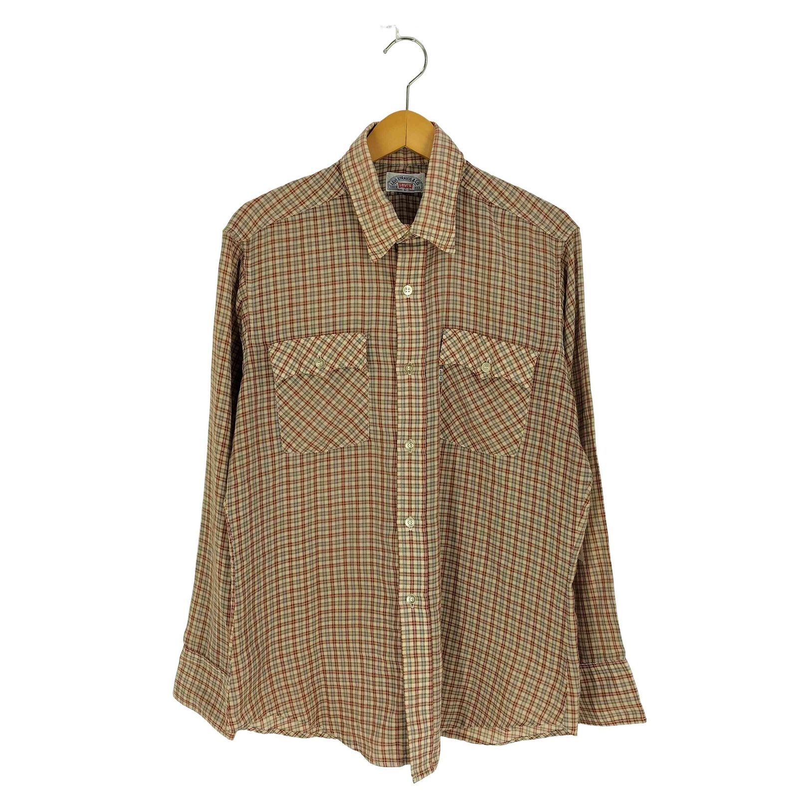 リーバイス Levis 70S 白タブ ガーゼ チェック レギュラーカラーシャツ メンズ import：L 