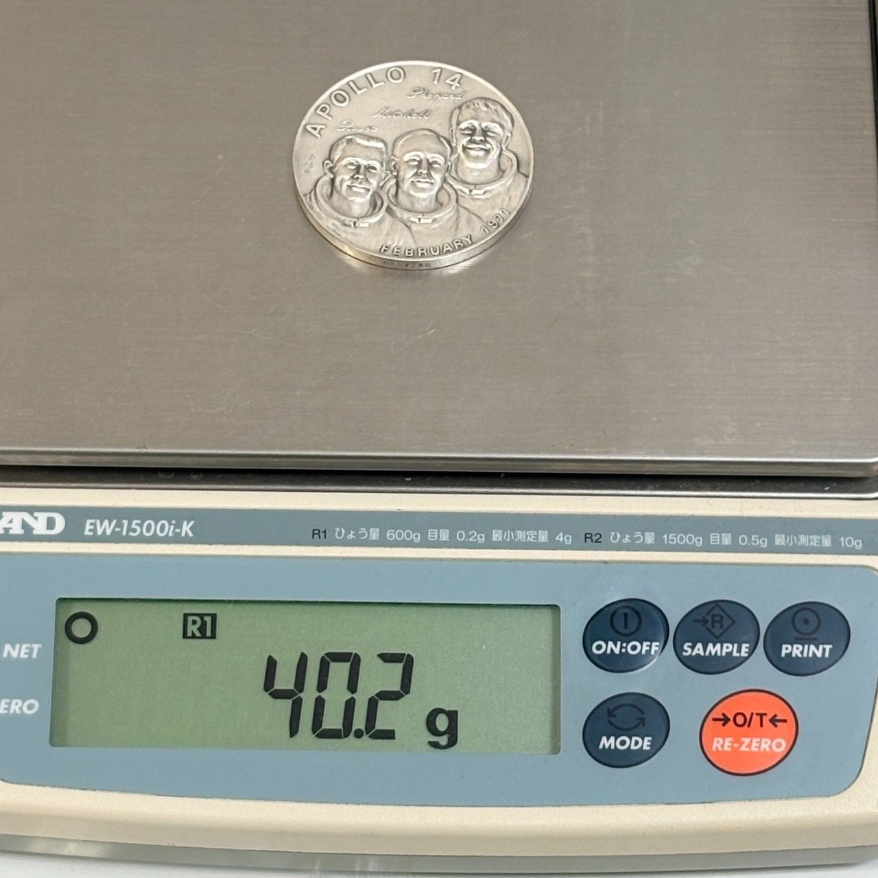 30496】純銀 アポロ14号 APOLLO14 MEDAL メダル 重量約40.2g シルバー
