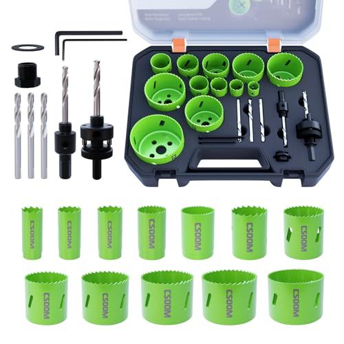 【迅速に発送】CSOOM 高品 M42バイメタルホールソーセット-19PCS(19mm-68mm)｜センタードリル、ホルダー付き｜切込み深さ40mm｜様々な材質、用途に対応 b149c508