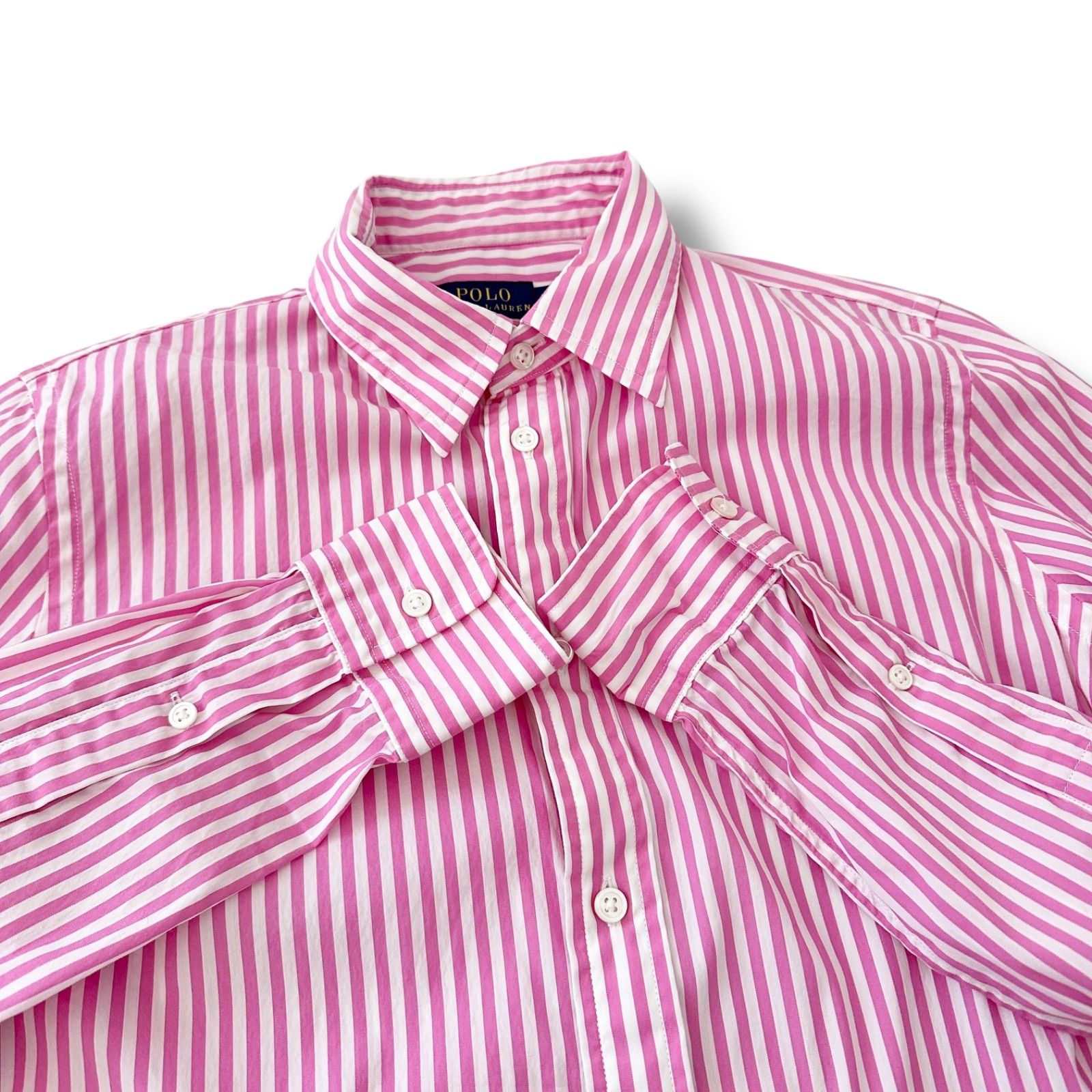 美品 ポロラルフローレン スリムストレッチシャツ 2 S〜M ピンク