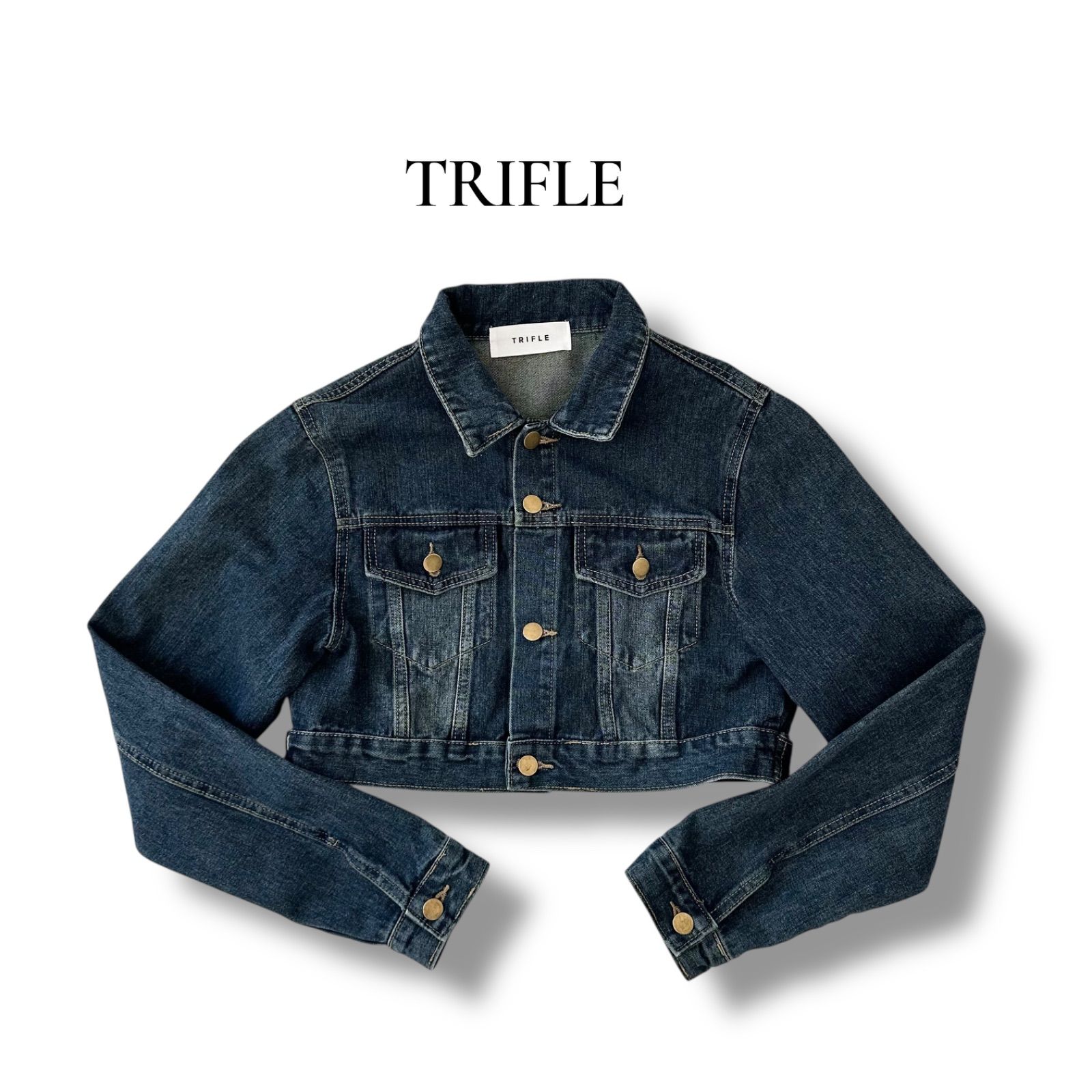 TRIFUL クロップド デニムジャケット S ブルー ショート丈 Gジャン Y2K 