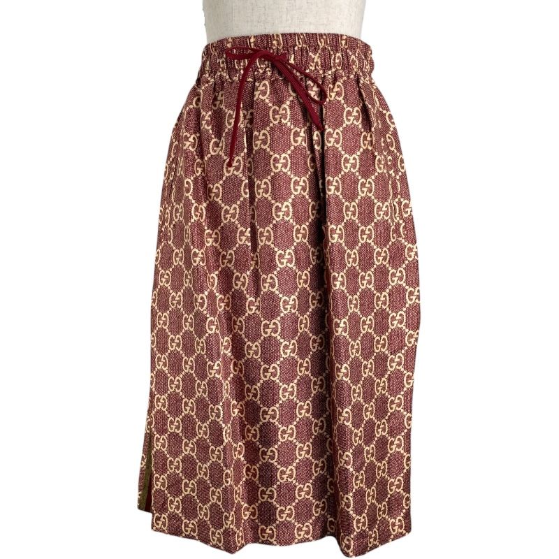グッチ GUCCI GGジャガードシルクスカート 628780 ボルドー シルク
