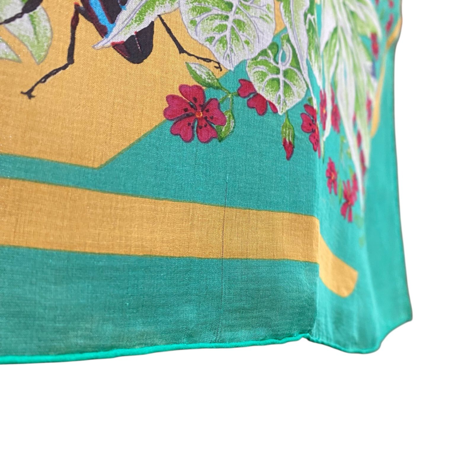 エルメス カレ90 LA PRAIRIE シルクスカーフ 草原 グリーン シースルー