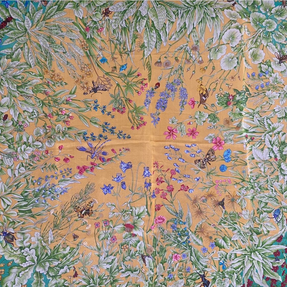 エルメス カレ90 LA PRAIRIE シルクスカーフ 草原 グリーン シースルー