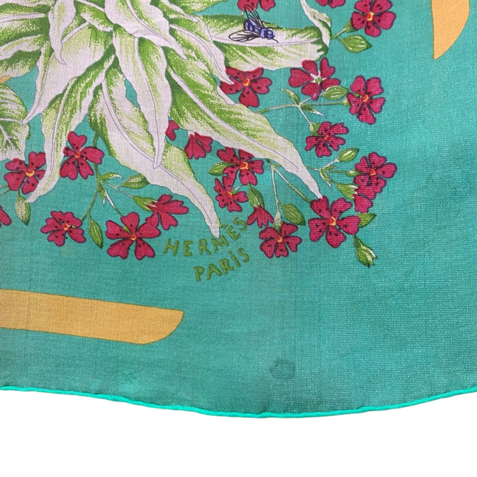 エルメス カレ90 LA PRAIRIE シルクスカーフ 草原 グリーン シースルー