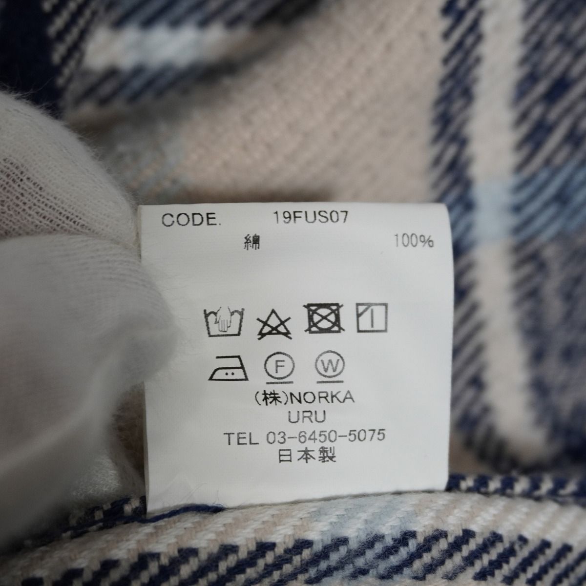 美品 URU ウル COTTON FLANNEL SHIRT コットン フランネル チェック 