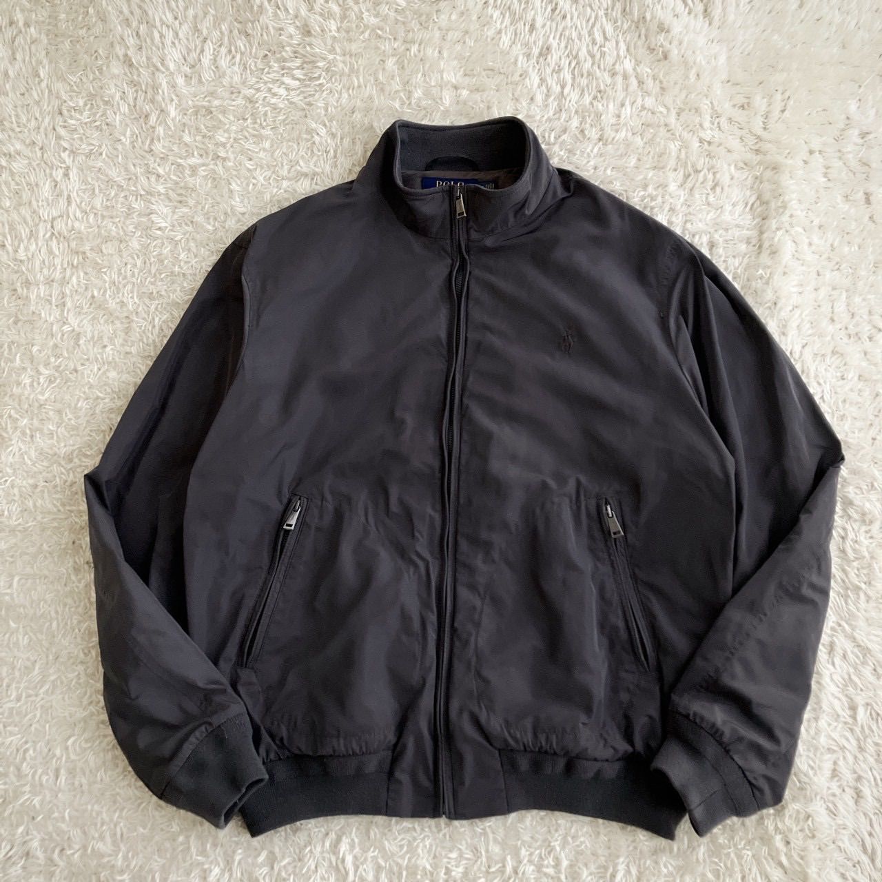 【美品✨】ポロラルフローレン　ブラックナイロンジャケット　ポニー刺繍　Lサイズ POLO RALPH LAUREN ラルフローレン ナイロンジャケット スイングトップ