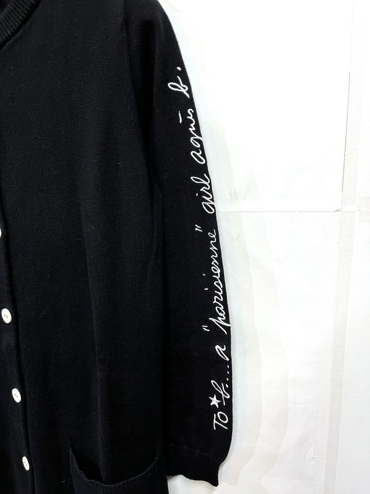 agnes b.】タグ付き カーディガン ロング丈 星刺繡入り ブラック 40