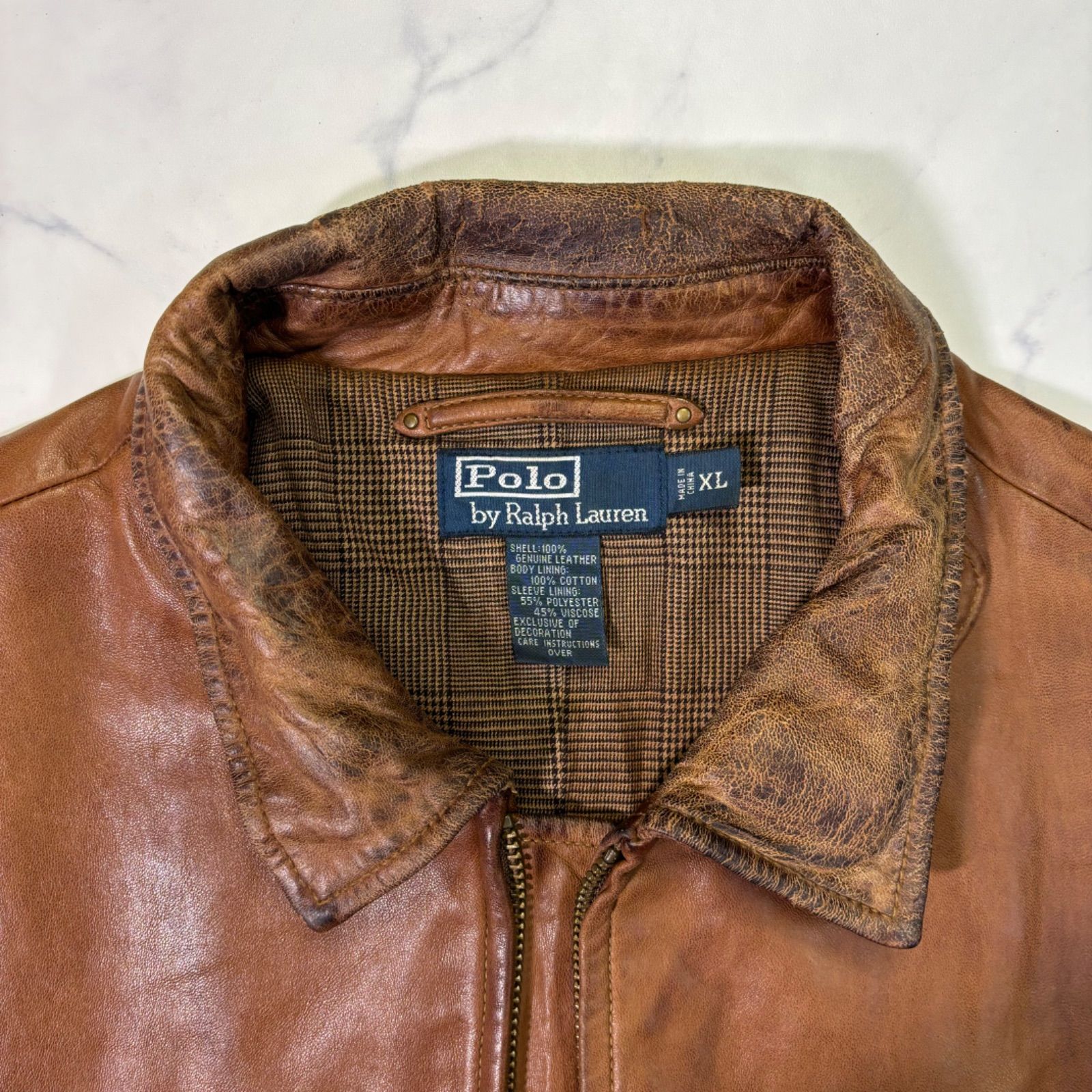 90's ビンテージ　Polo ポロラルフローレン　本革 レザージャケット 90s Polo Ralph Lauren レザージャケット ライトブラウン XL 本革 ポロ