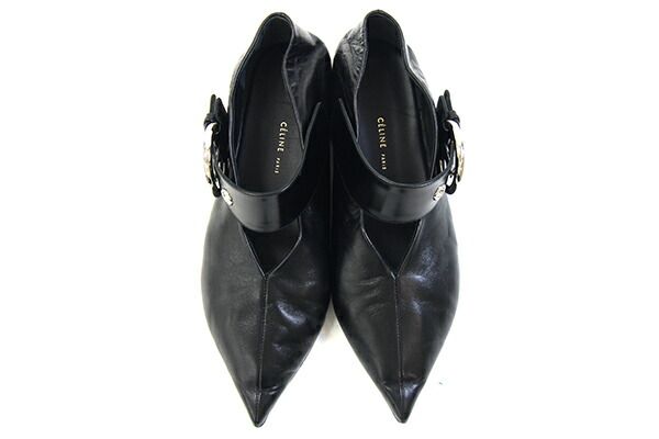 CELINE 黒 レザー パンプス　バブーシュ セリーヌ レディースシューズ バブーシュ ブラック 靴 - メルカリ