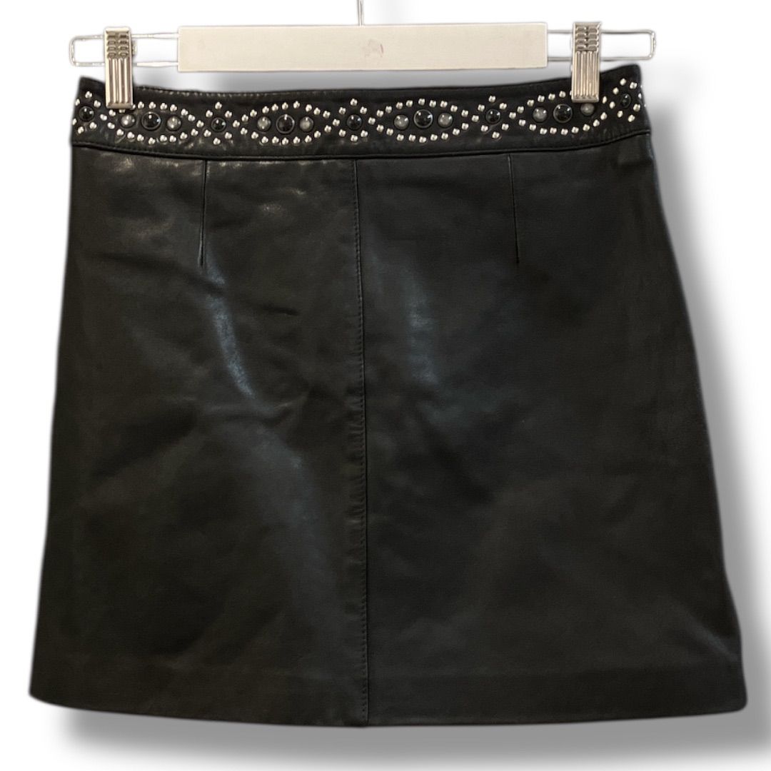 All saints ブラックレザーミニスカート Hitch Leather Mini Skirt Black | ALLSAINTS US