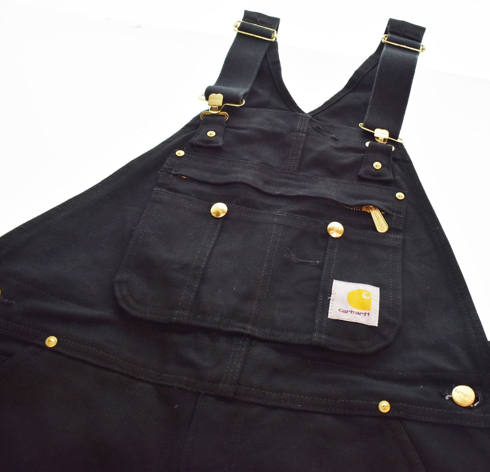 Carharttカーハートダックダブルニーオーバーオールサロペット黒ツナギつなぎ カーハート Carhartt ダック ダブルニーオールインワン オーバーオール
