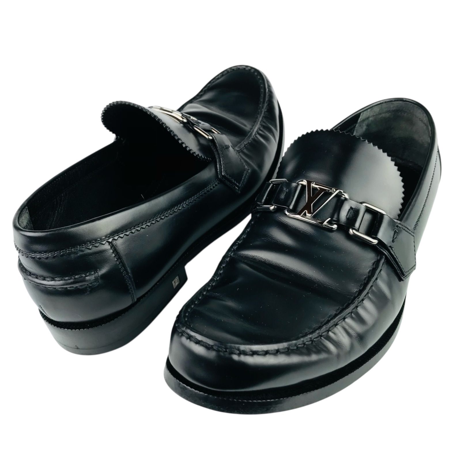 未使用ルイヴィトン ローファー 革靴レザー シューズ 黒 7約26前後メンズ 美品☆LOUIS VUITTON・ルイヴィトン【メジャーライン】メンズ レザー