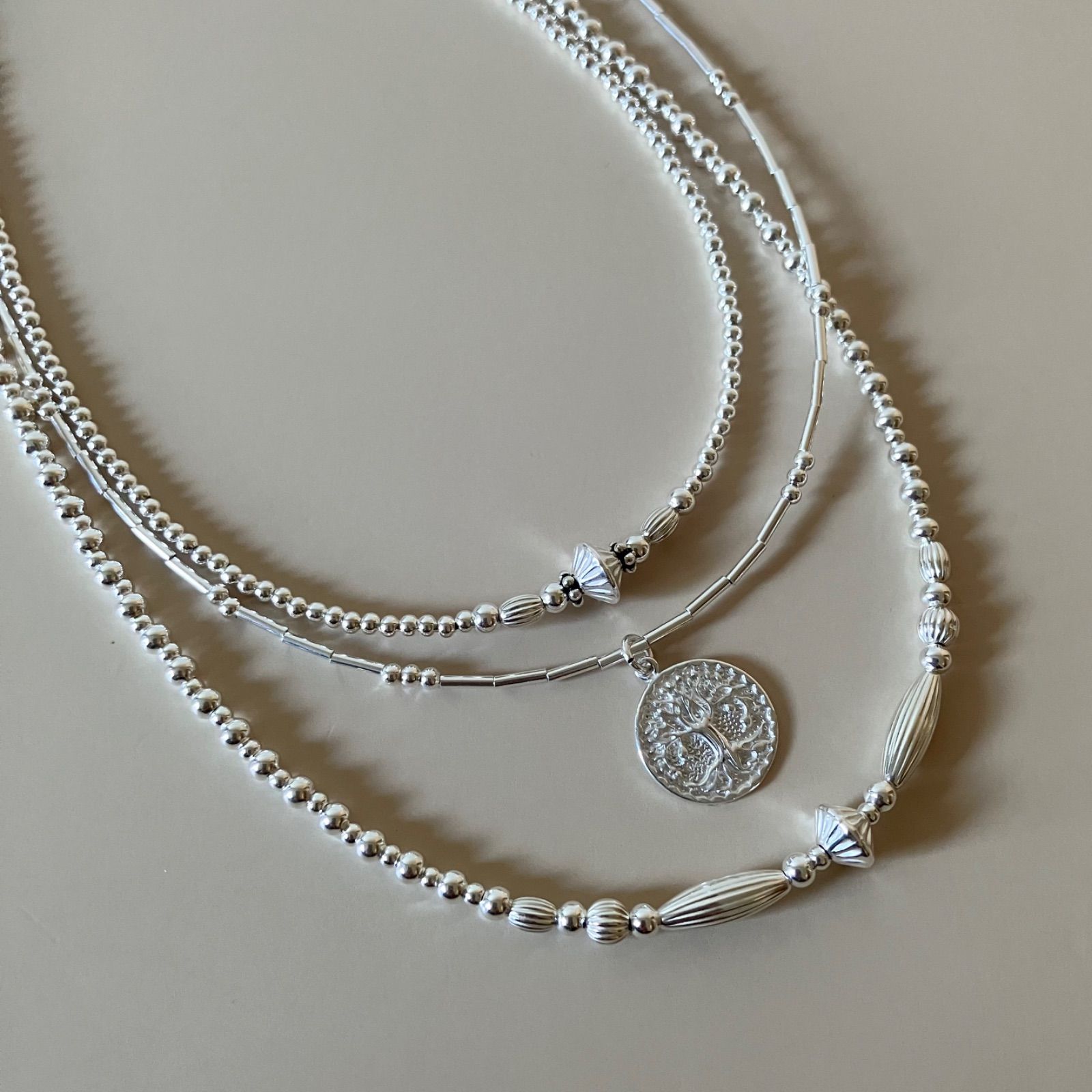 silver925ビーズづくしのネックレス シャイニー 45cm vjw