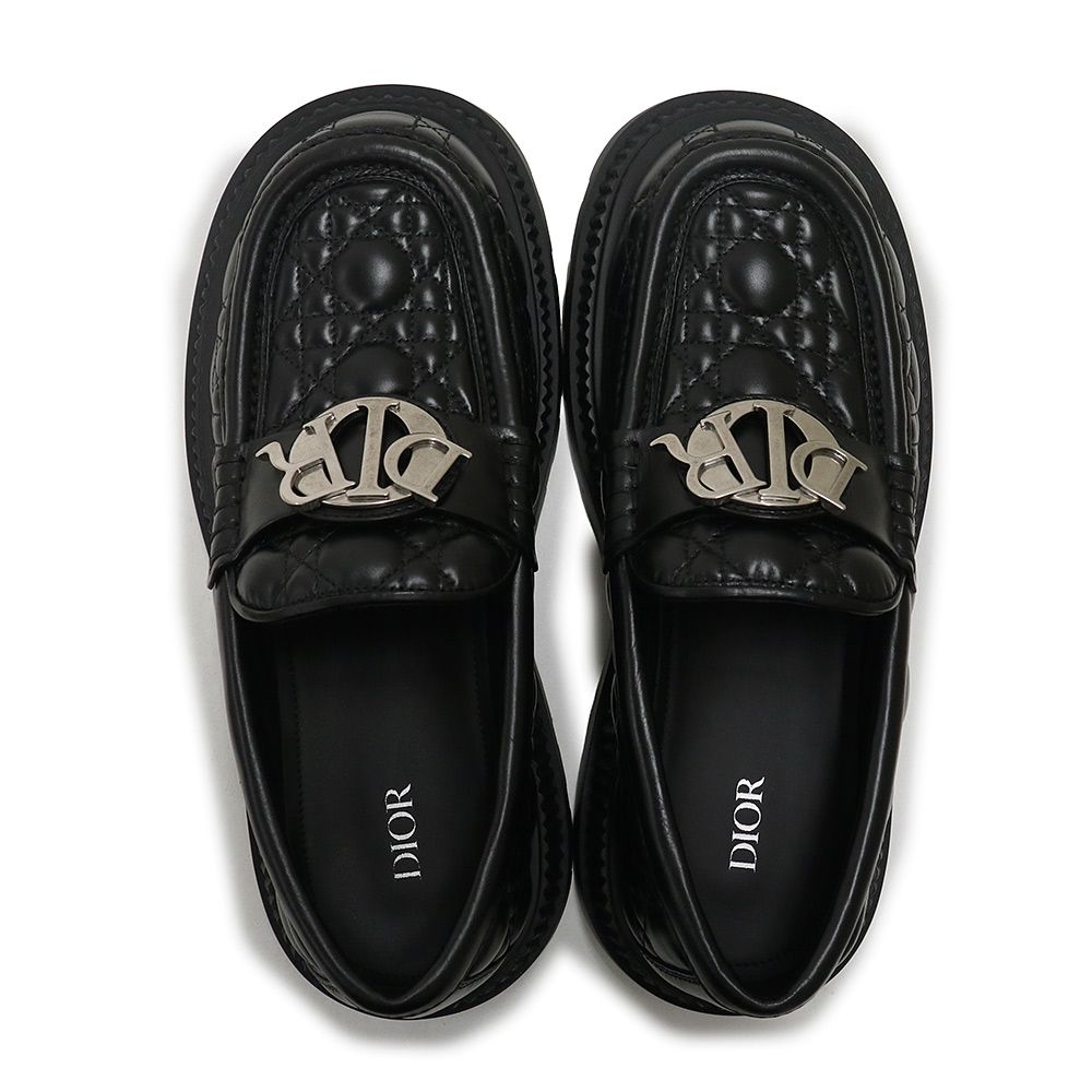 【美品】Christian Dior ロゴプレート ローファー ブラック 38 美品】Christian Dior ロゴプレート ローファー ブラック 38 DIOR