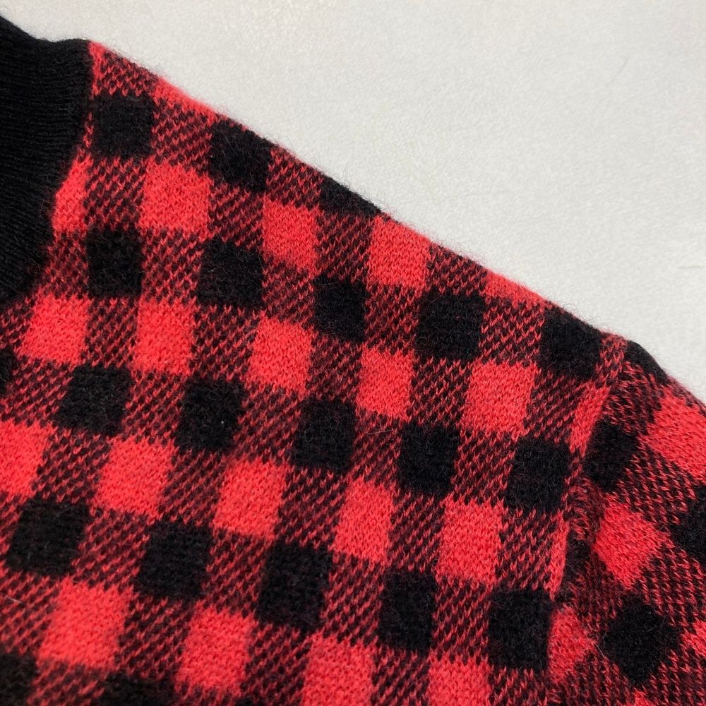 パーリーゲイツ カシミヤ100% セーター 赤×黒 チェック L パーリー