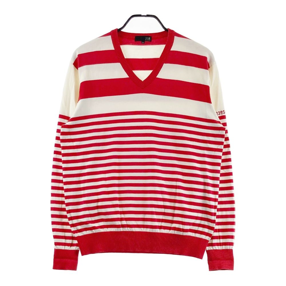 サイズ：LL 23区 SPORT スポーツ Vネック ニットセーター ボーダー柄