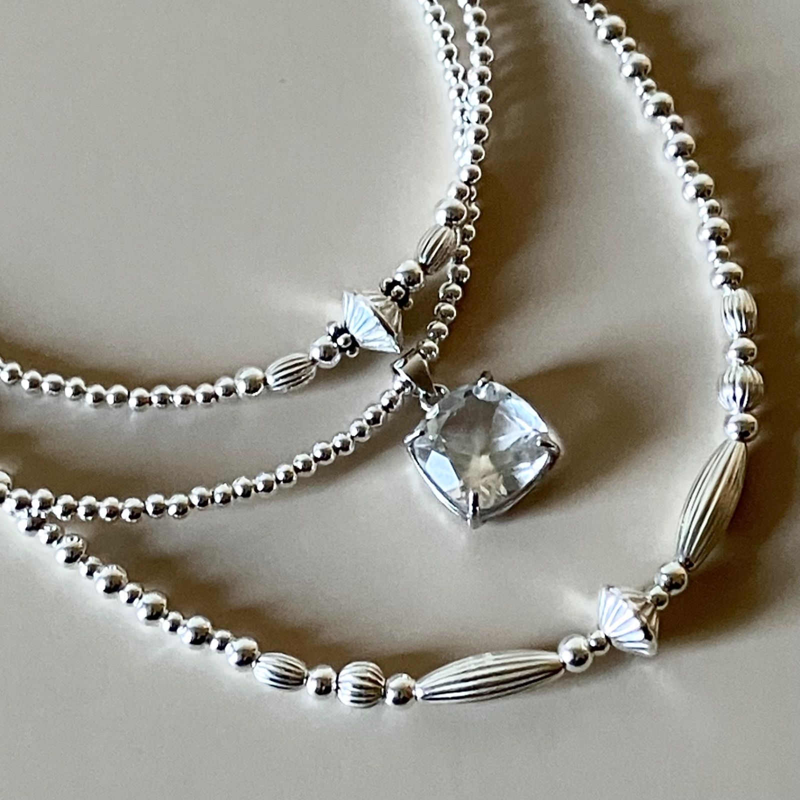 silver925 ファセットカットクリスタル水晶 ペンダントトップの