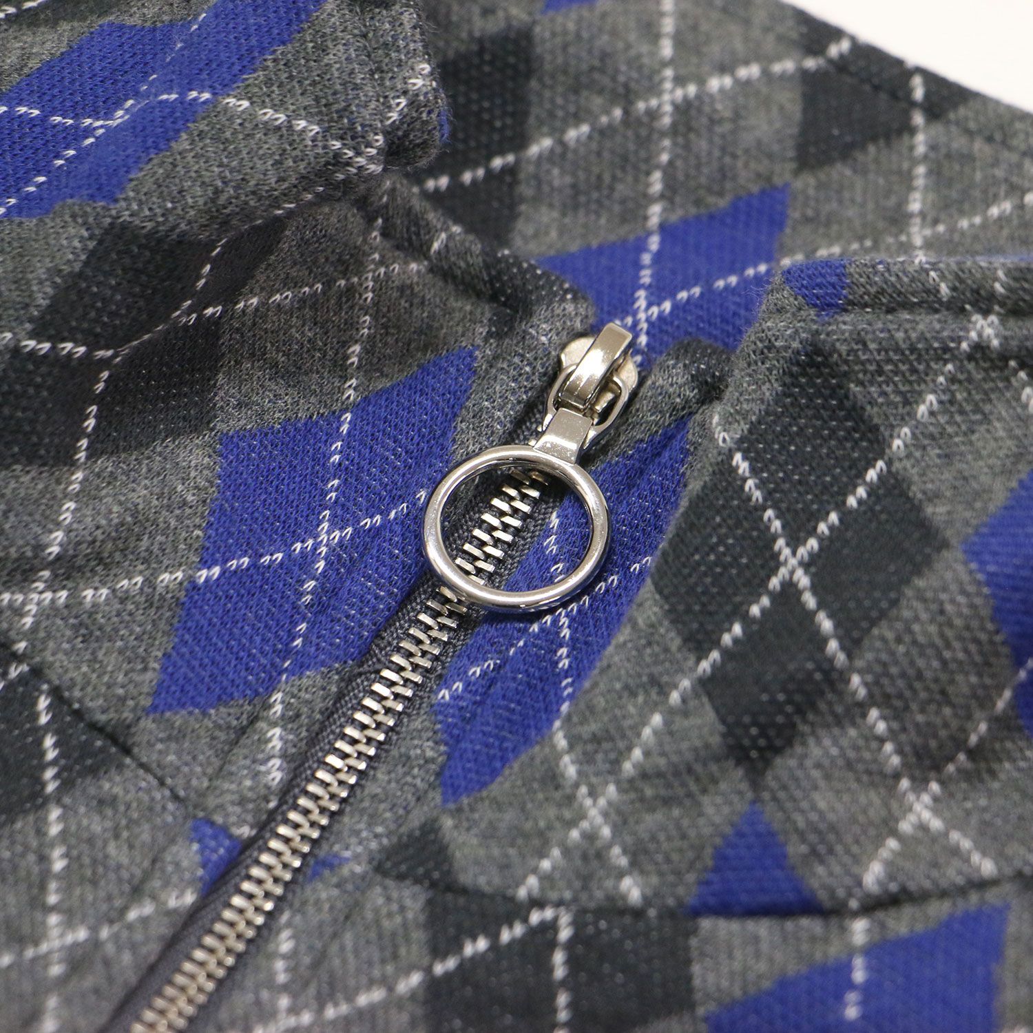 JANE SMITH ジェーンスミス カーディガン グレー ブルー サイズ:S | 25秋冬 コットン ジャガード アーガイル ジップ カーディガン | COTTON JACQUARD ARGYLE ZIP CARDIGAN | スタンドカラー | 日本製 | トップス 羽織り【レディース】【中古】 JANE SMITH ジェーンスミス カーディガン グレー ブルー サイズ:S | 25