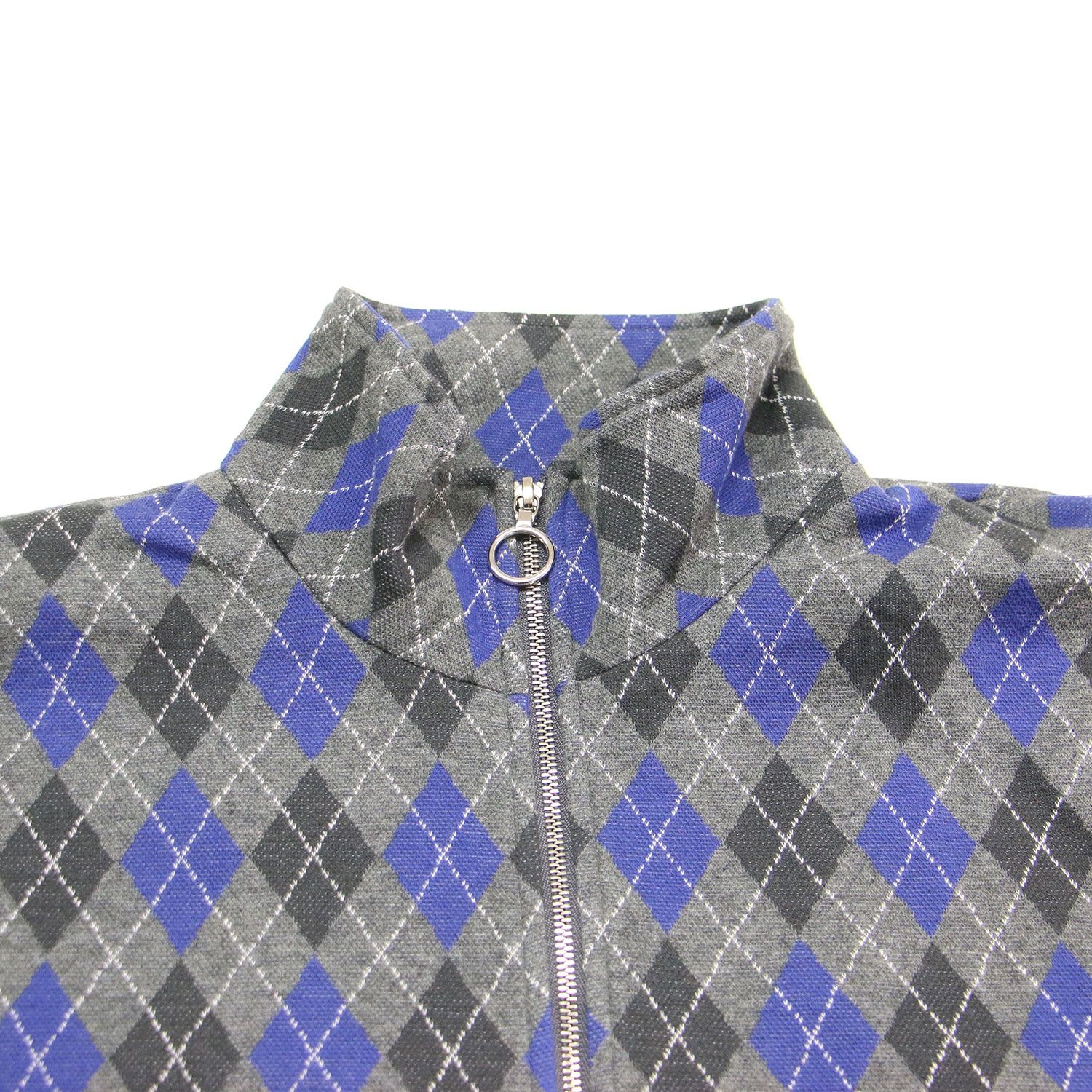 JANE SMITH ジェーンスミス カーディガン グレー ブルー サイズ:S | 25秋冬 コットン ジャガード アーガイル ジップ カーディガン | COTTON JACQUARD ARGYLE ZIP CARDIGAN | スタンドカラー | 日本製 | トップス 羽織り【レディース】【中古】 JANE SMITH ジェーンスミス カーディガン グレー ブルー サイズ:S | 25