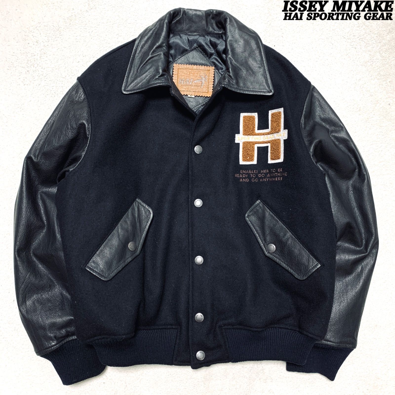 HAI SPORTING GEAR スタジャン ジャケット 牛革 ISSEY MIYAKE / HAI SPORTING GEAR スタジャン バーシティジャケット
