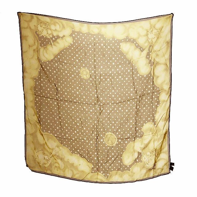 ジャンポールゴルチエ Jean Paul GAULTIER silk scarf ロゴ 総柄