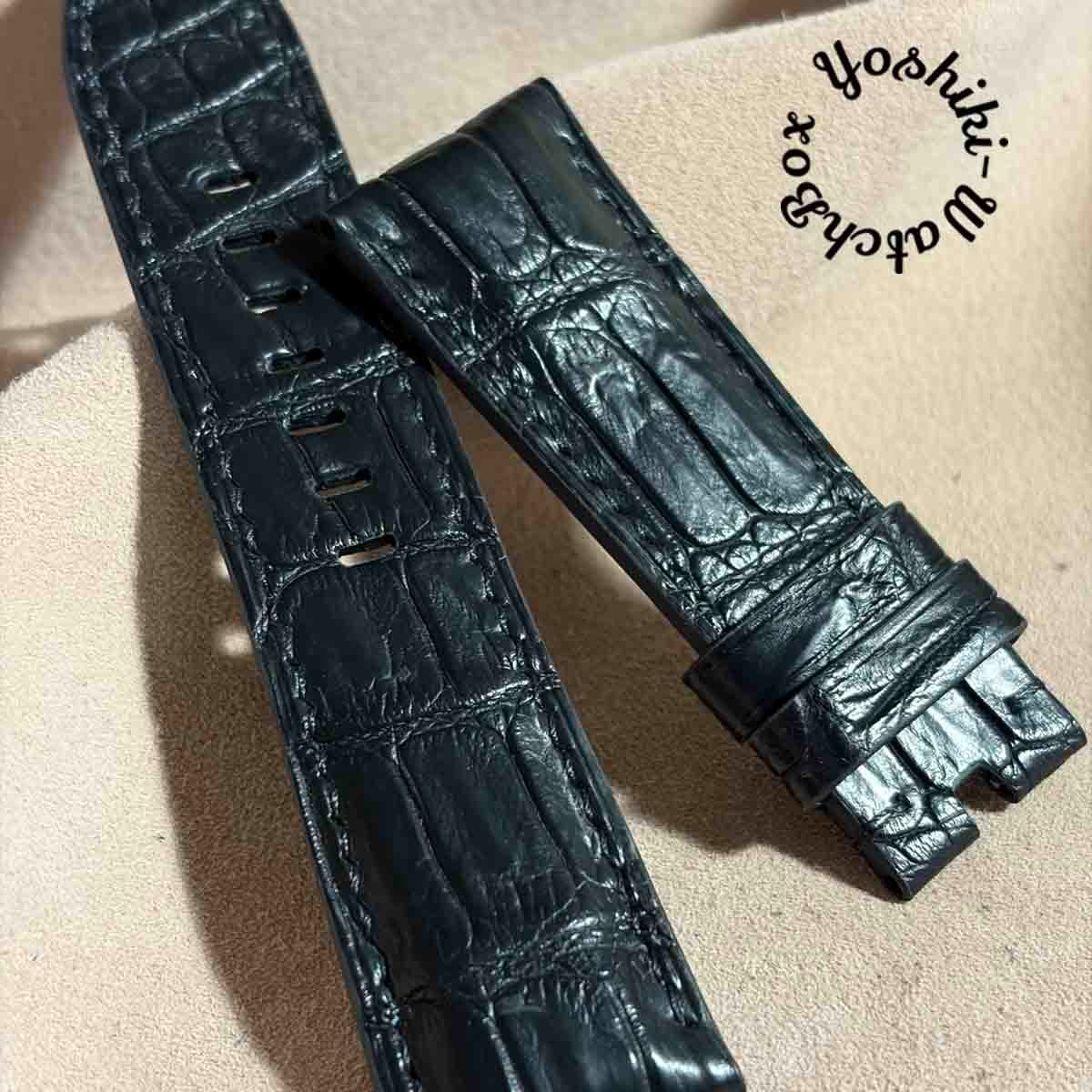 cro-2023 クロコダイル 腕時計ベルト ブラック (ラグ幅26 mm