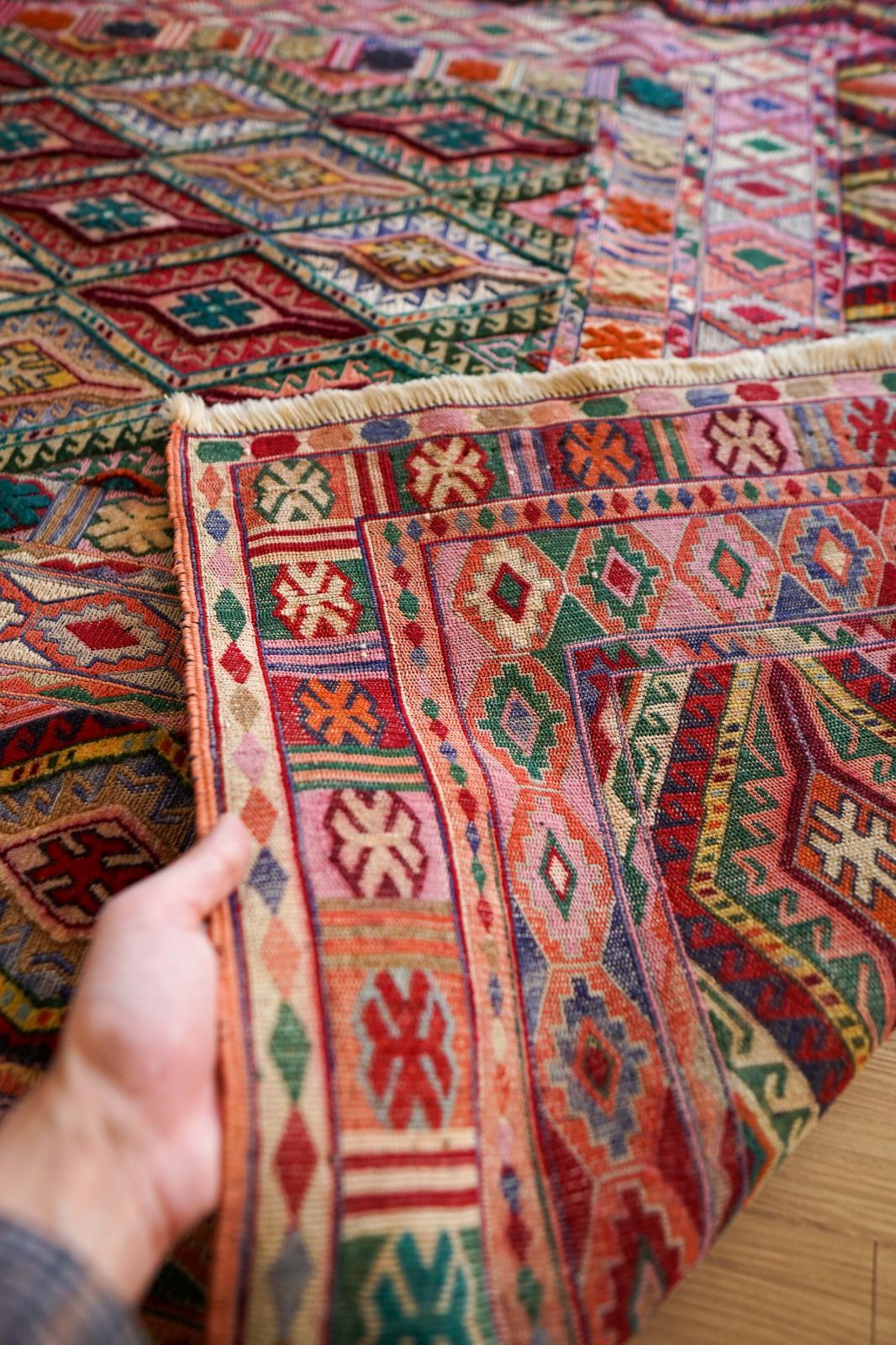 vintageアフガニスタン マシュワニ キリム 手織り絨毯 198x164cm アフガニスタン 手織りマシュワニキリム 180×143cm fine quality