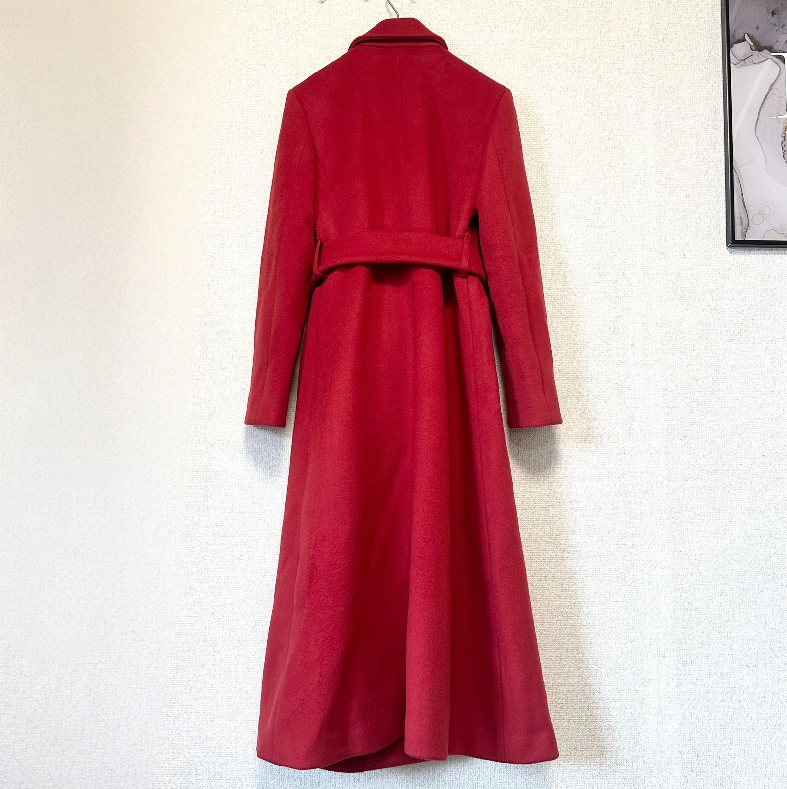 ESTNATION エストネーション ウール ベルテッドロングコート 赤レッド