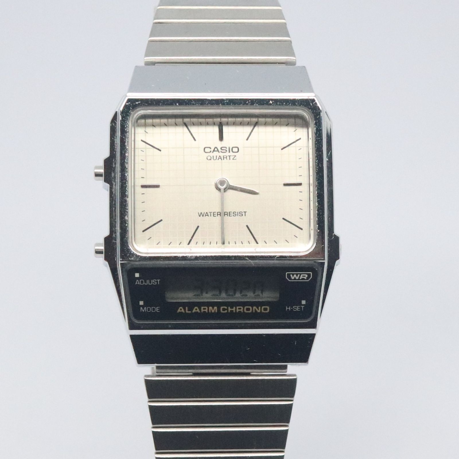 稼働品】CASIO カシオ AQ-800E-7AJF ホワイト シルバー メンズ 