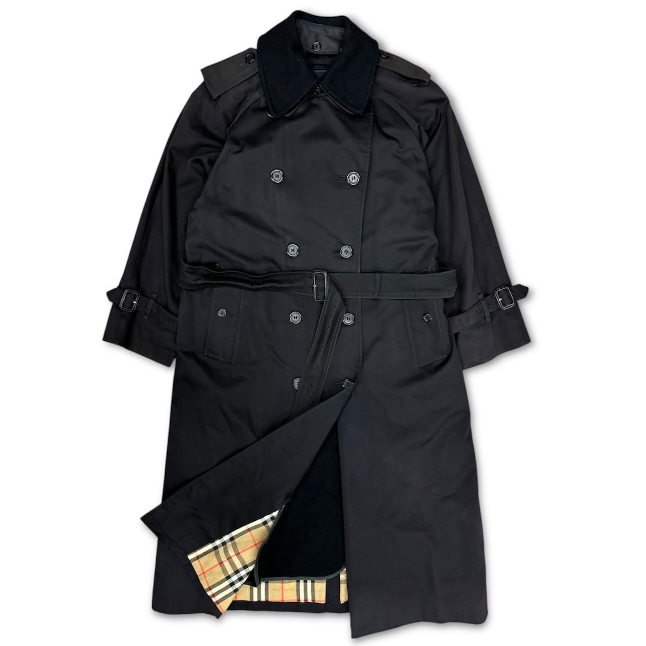 90s Burberrys trench coat バーバリー トレンチコート 黒 - メルカリ