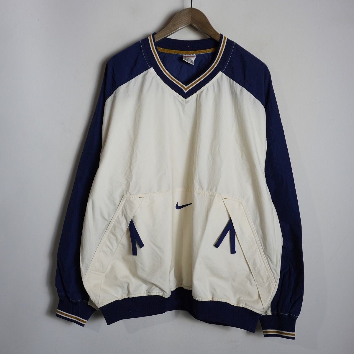 希少 90S NIKE ナイキ ナイロン ピステ ジャケット Vネック ウォーム 