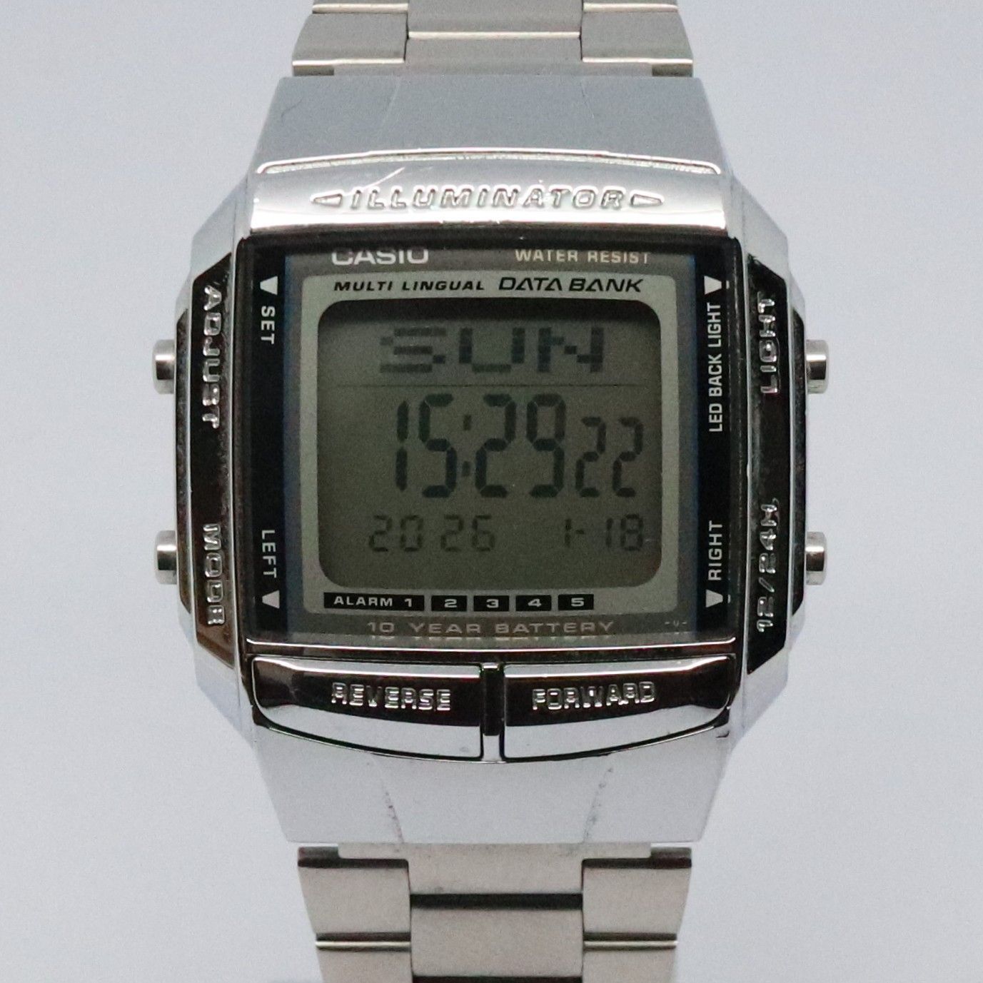 稼働品】CASIO カシオ DB-360-1AJH データバンク デジタル シルバー 