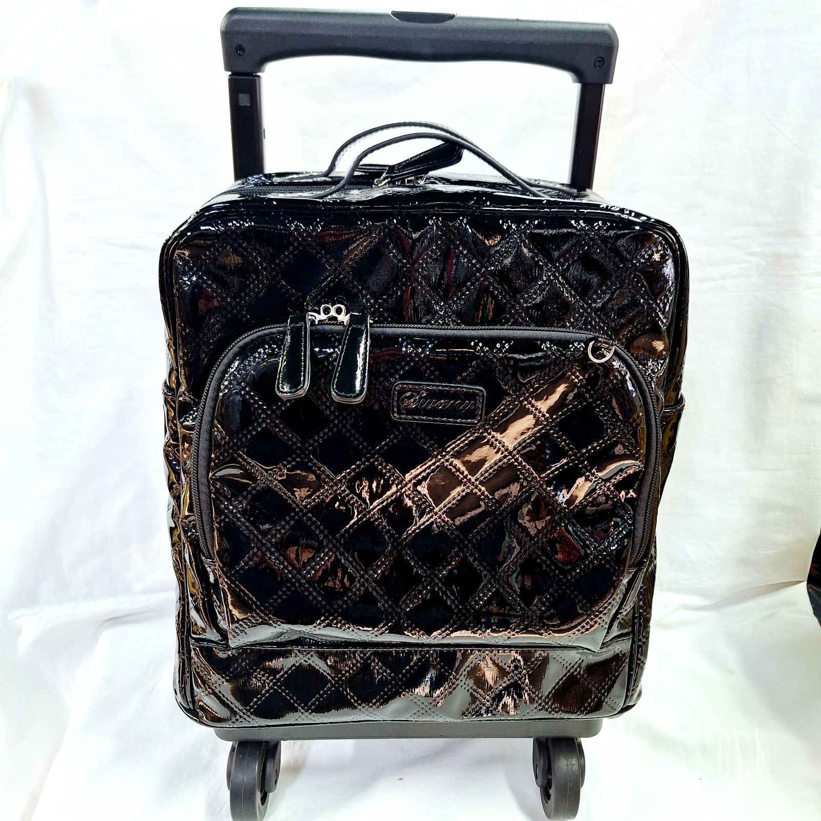 中古☆チャームなし スワニー キャリーバッグ エナメル キルティング