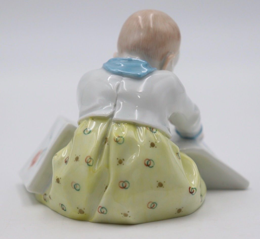 マイセン MEISSEN ヘンチェル人形 本を見る子供 150周年記念 フィギュ
