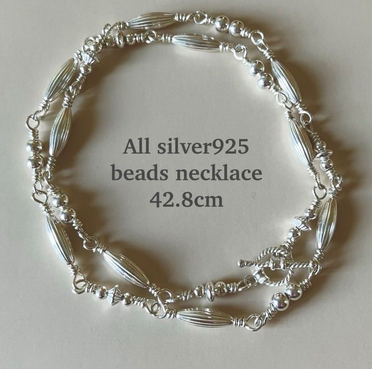 Allsilver925 つけっぱなしOK錆びないビーズネックレス 42.8cm
