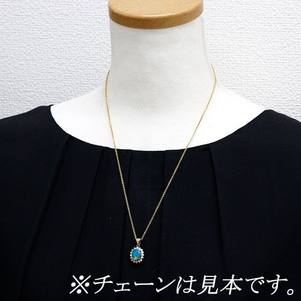 田崎真珠 K18YG ブラックオパール ダイヤモンド ペンダントトップ