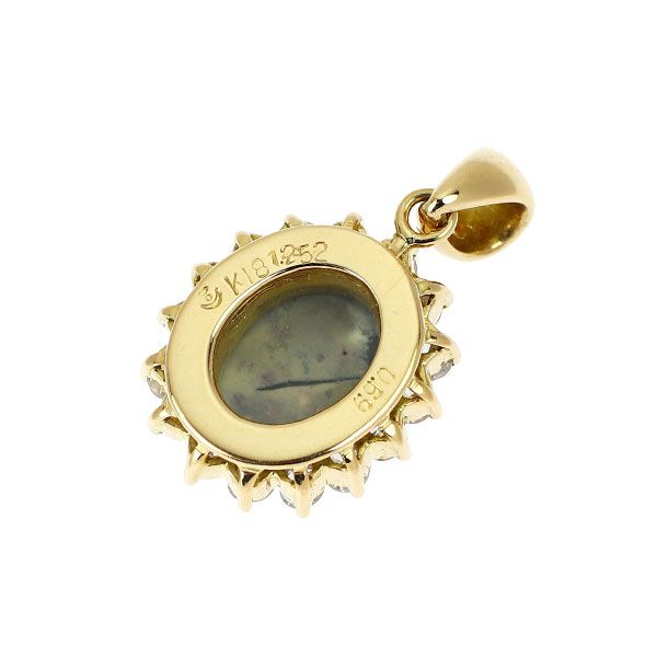 田崎真珠 K18YG ブラックオパール ダイヤモンド ペンダントトップ