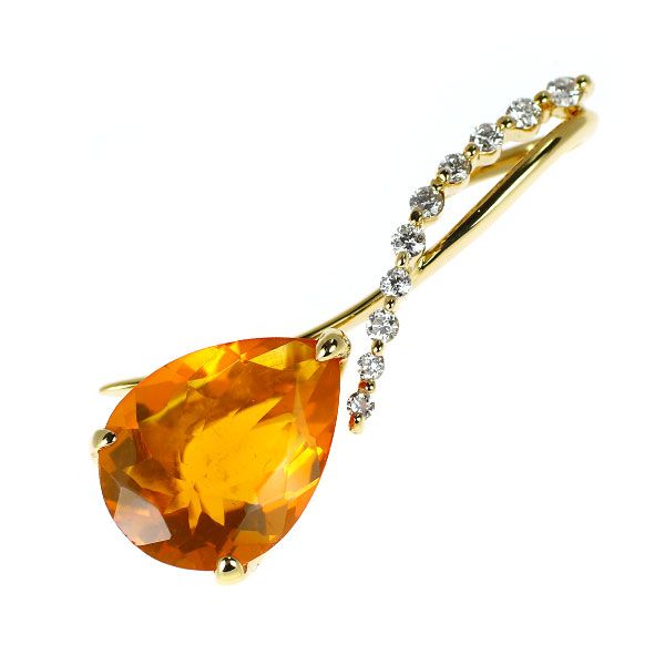 K18YG ファイアーオパール ダイヤモンド ペンダントトップ 3.49ct D0