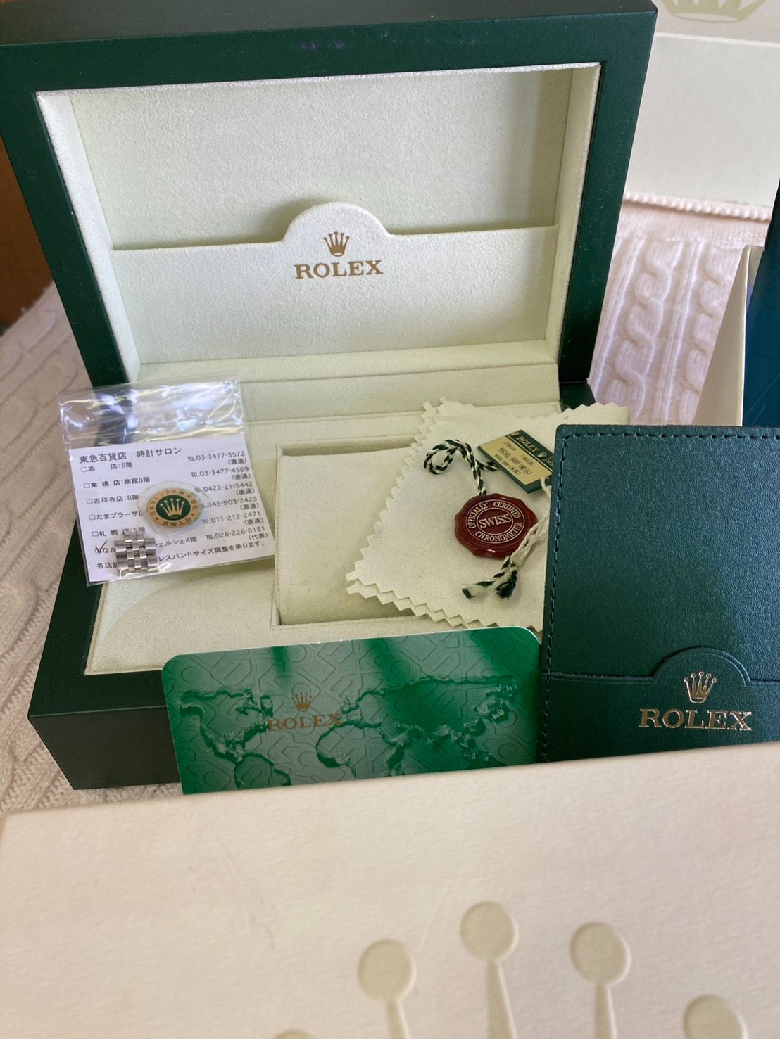 ROLEX 空箱 ⚫︎コマ付き ☆ROLEX 純正 グリーンボックス 空箱・純正コマセット ☆ - メルカリ