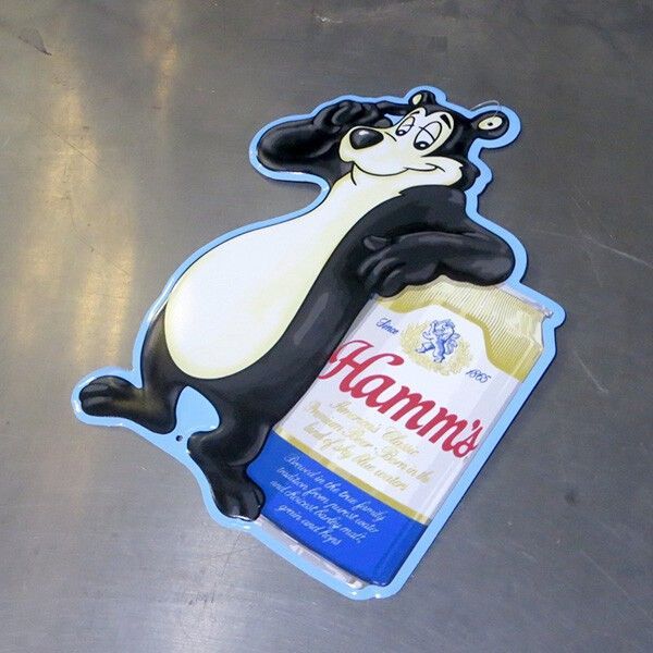 ダイカット エンボス メタルサイン Hamm's Bear ハムズ ブリキ看板