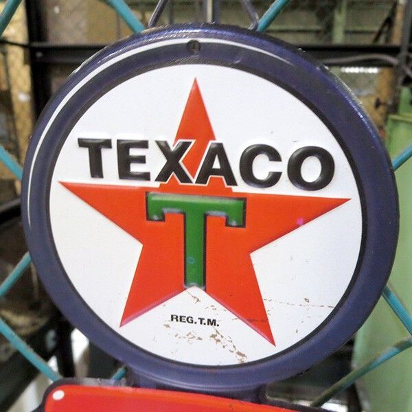 ダイカット エンボス メタルサイン TEXACO GAS PUMP w/THERMOMETER 