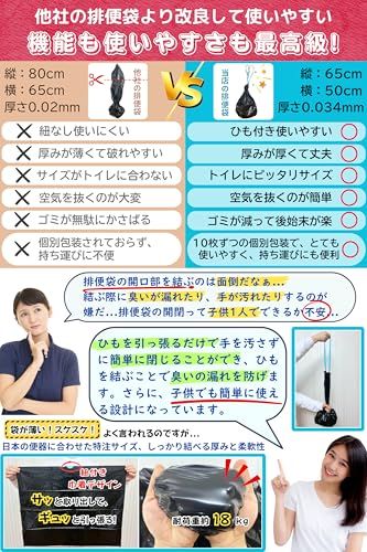 【迅速に発送】簡単トイレ 非常用トイレ 簡易トイレ 携帯トイレ 防災トイレ 災害用 防災グッズ【防災士監修・抗菌消臭・15年保存】100回分（ひも付き厚手排便袋付き） 8801e612