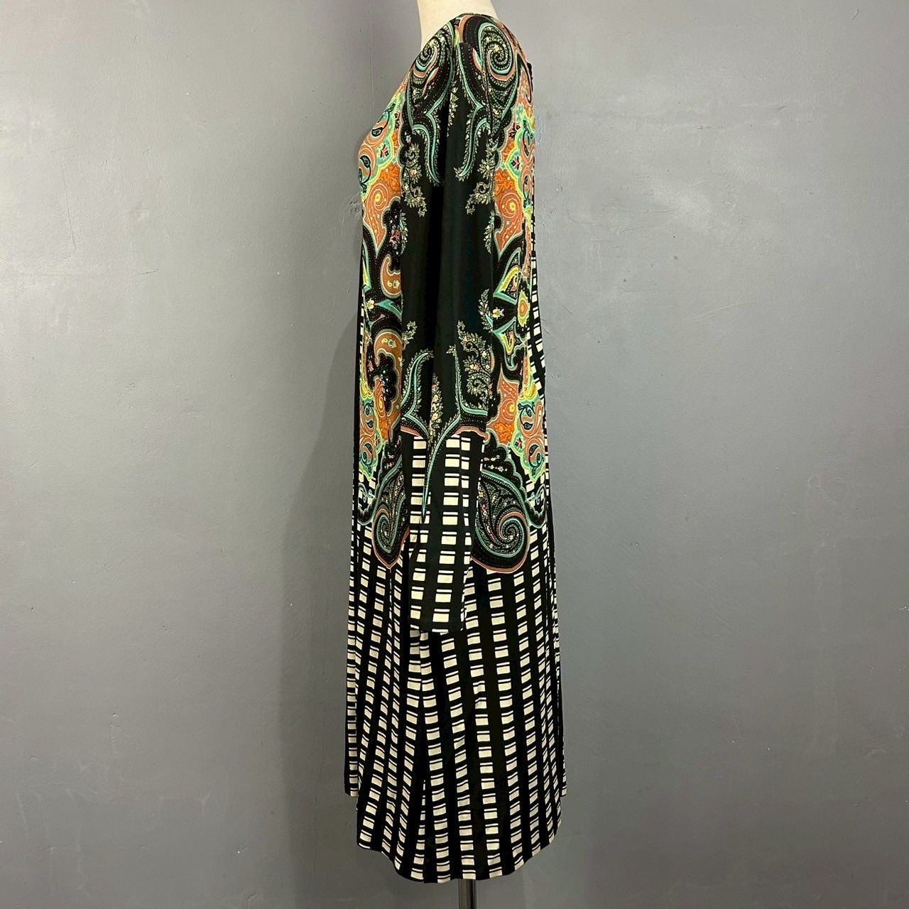 イタリア製 ETRO エトロ 長袖 デザイン 総柄 ワンピース ペイズリー