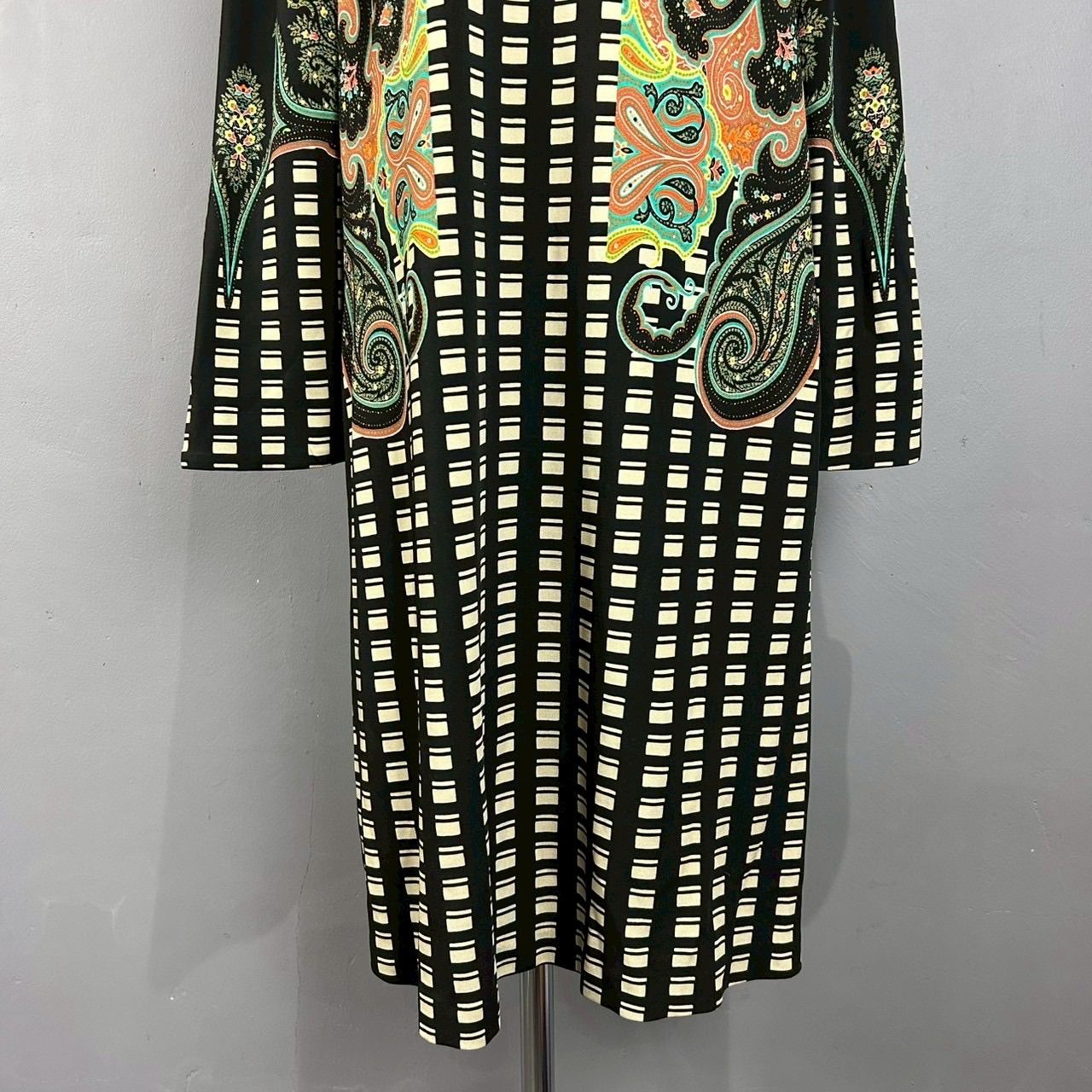 イタリア製 ETRO エトロ 長袖 デザイン 総柄 ワンピース ペイズリー