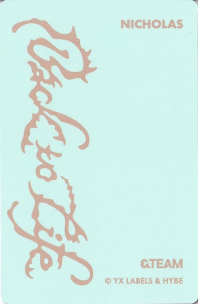 &TEAM back to life ラキドロ 第2弾 NICHOLAS手書き &TEAM back to