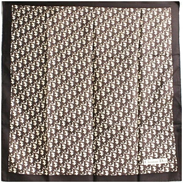 クリスチャンディオール スカーフ トロッター柄 ベージュ ブラウン